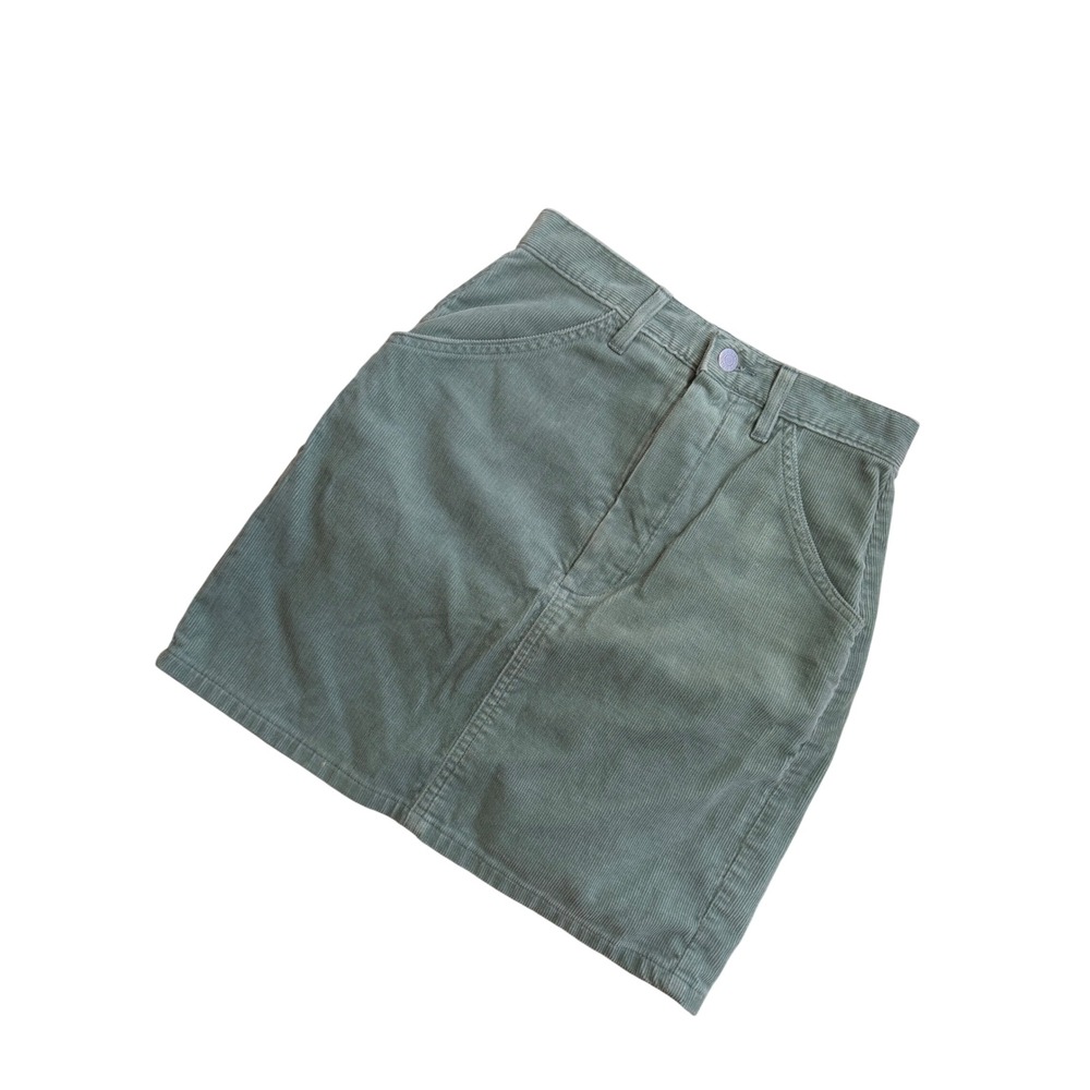 Vintage Guess Jeans Sage Green Corduroy Mini Skirt Made in USA Size 27 30550